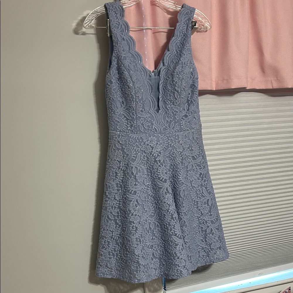 City Studio Lace Mini Dress in Soft Blue